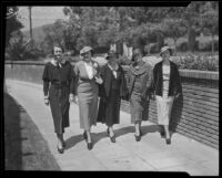 Gertrude Murphy, Eva Blenkiron, and fellow Kappa Kappa Gamma members at the Ebell Club, Los Angeles, 1935