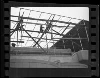 Welders working on finishing construction at Santa Anita Park, Arcadia, ca. 1934