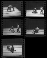 Chief Little Wolf wrestling Gino Garibaldi, Los Angeles, 1935