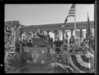 President Franklin D. Roosevelt delivers an address in Balboa Stadium, San Diego, 1935