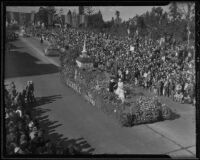 "Pilgrim Days" float at Tournament of Roses Parade, Pasadena, California, 1936