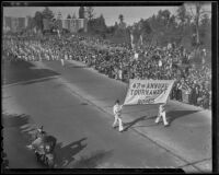 Banner announcing the 47th Annual Tournament of Roses Parade, Pasadena, 1936