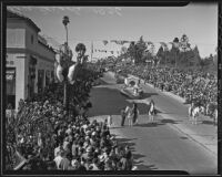 San Diego Exposition float and "Sutter's Fort" float at the Tournament of Roses Parade, Pasadena, 1936