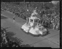 Inglewood's "Pioneer Memorial" float at the Tournament of Roses Parade, Pasadena, 1936