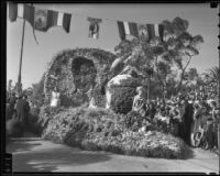 Will Rogers commemorative float at the Tournament of Roses Parade, Pasadena, 1936