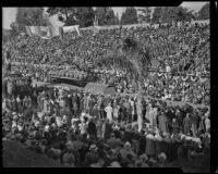 Humboldt County's "Flowers from the Redwoods" float at the Tournament of Roses Parade, Pasadena, 1936