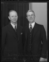 Charles B. Shattuck and Charles W. Brock, current and past presidents of the California Real Estate Association, Los Angeles, 1936