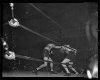 Art Lasky and Frank Wallulis fight at Hollywood Legion Stadium, Los Angeles, 1936