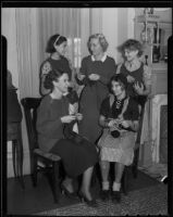 Margaret Jimenez, Jane Day, Hayse Kasareff, Ruth S. Stromwall, and Cinna Serguiff, members of the Eschscholtzia Chapter of the Daughters American Revolution, 1936