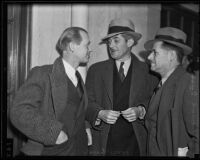 Bernard Suss, George Ball, and Johnstone White, arrested for participating in Jim Timony’s “indecent show”, Los Angeles, 1936