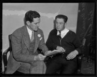 Dep. D. A. Ugene Blalock and witness Robert Thayler at Samuel Whittaker's murder trial, Los Angeles, 1936