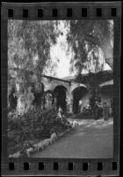 Visitors on the grounds of Mission San Juan Capistrano, San Juan Capistrano, 1936