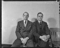 Guy Stafford (left), Los Angeles Times reporter and editor, and Bruce Russell, Los Angeles Times editorial cartoonist, Los Angeles, 1936