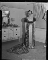 Barbara Mott dressed for the Bachelors' Ball, Los Angeles, 1936