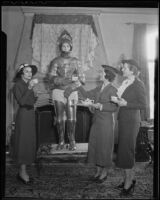 Assistance League Nine O'clock Players Peggy Duccommon, Harriet Calder, Mrs. Harry Slater and Elizabeth Finch Abrams prepare for a performance of 