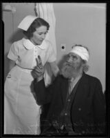 Nurse Claire Peterson with patient Dick Phillips, Los Angeles, 1936