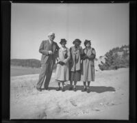 Forrest Whitaker, Mertie West, Agnes Whitaker and Mrs. Mottman pose, Lake Arrowhead, 1937