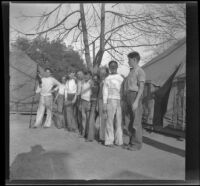 Boys line up at a Boy Scouts Rally in Griffith Park, Los Angeles, about 1933