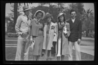 H. H. West Jr., Josephine Cover, Mertie West, Beatrice Saunders, and Charles Morgan at the West home on Easter, Los Agneles, 1939