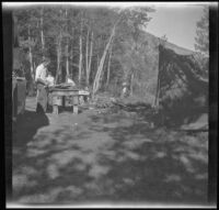 Abraham Whitaker and Romayne Shaw at Convict Lake, Mammoth Lakes vicinity, 1929