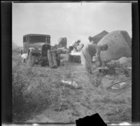 Agnes Whitaker, Mertie West and Forest Whitaker camping near Keys Ranch, Joshua Tree National Park, 1933