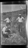 Clarence Cline hunting in the gravel for pieces of opals, Utah or Arizona, 1923