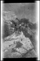 Two of the H. H. West vacation group at Bright Angel Point in the Grand Canyon, 1923