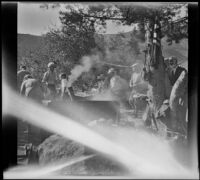 H. H. West's family and friends camping at Twin Lakes, Bridgeport vicinity, 1929
