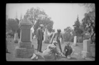 Members of the West family tend to George M. West and Wilhelmina West's graves, Los Angeles, 1936
