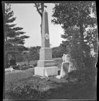 Lemberger monument and John G. Lemberger's gravestone, Burlington, 1900