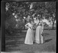 Edith Parsons and Nella Brydolf pose together, Burlington, 1900