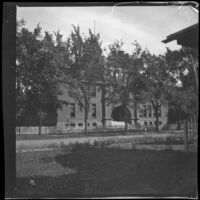 Exterior of the school where H. H. West's cousin, Nella Brydolf, was a teacher, Burlington, 1900