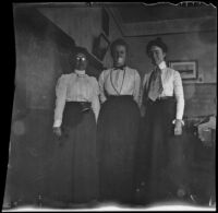 Nella Brydolf poses with two of her fellow teachers, Burlington, 1900