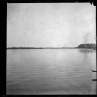 Mississippi River with a bridge in the distance, Burlington, 1900