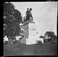 Monument to John M. Corse in Crapo Park, viewed at an angle, Burlington, 1900