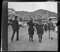 People walk down a street, Santa Catalina Island, about 1910