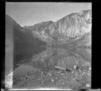 Convict Lake and Laurel Mountain, viewed from the lakeshore, Mammoth Lakes vicinity, 1915