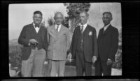 Hale Studebaker, Charles B. Goodell, Harry Bender and Benjamin Thorpe pose for a photograph at a Western Union Telegraph operators reunion, Covina, 1930