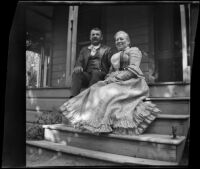 George W. and Addie J. Prickett sit on their front porch, Fresno, 1901