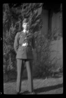 H. H. West Jr. poses wearing a uniform, Glendale, 1936