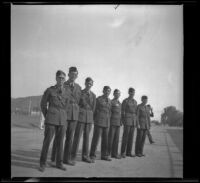 H. H. West Jr. and other R. O. T. C. cadets near Glendale High School, Glendale, 1936