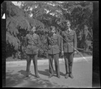 H. H. West Jr. and two others wearing R. O. T. C. uniforms in Forest Lawn Cemetery, Glendale, 1936