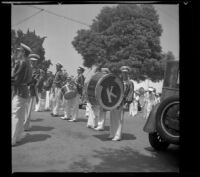 Glendale Kiwanis YMCA Boys Band lining up for the Decoration Day Parade, Glendale, 1937