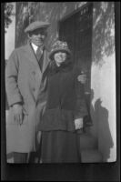 Al Siemsen and Elizabeth West pose outside the church on their wedding day, Glendale, 1924