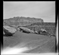 Cliff Dwellers Stone House, viewed from a distance, Coconino County, 1942