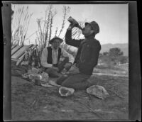 Bob and Web Brain eating lunch, Irwindale, about 1900