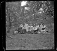 H. H. West poses with a group of his friends and cousins, Elliott vicinity, 1900