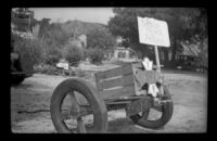 Trailer made by H. H. West sits on the Independent Order of Foresters Sanatorium grounds, San Fernando vicinity, 1936