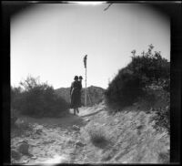 A couple women walk up the trail to Inspiration Point, Los Angeles County, 1932