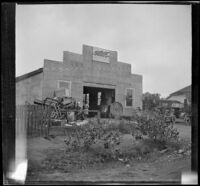 Adolph Bystle's automobile service station, Redding, about 1914